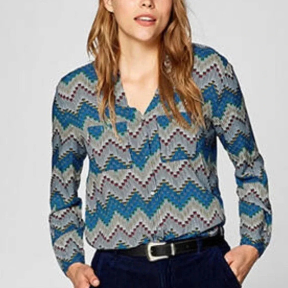 Esprit Geometric Print Blouse Top Size 6 - Picture 1 of 14